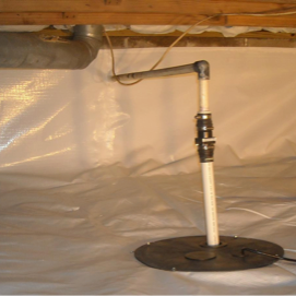 Crawl space waterproofing work on a Northwest Indiana home